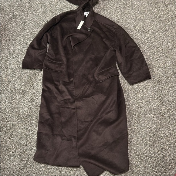 NWT! Banana Republic Chocolate Brown Oversized Double-Faced Wool Cape Coat - Picture 9 of 16